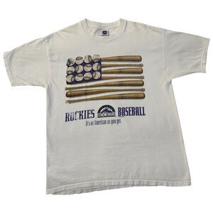 Vintage 1997 Colorado Rockies MLB Bat Flag American As You Get Shirt Mens Sz XL